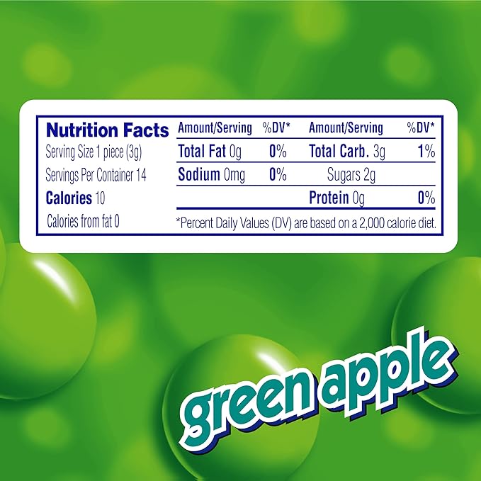Mentos Chewy Mint Candy Roll, Green Apple Mint Candies, 14 Pieces Per Roll, 15 Count Party Pack