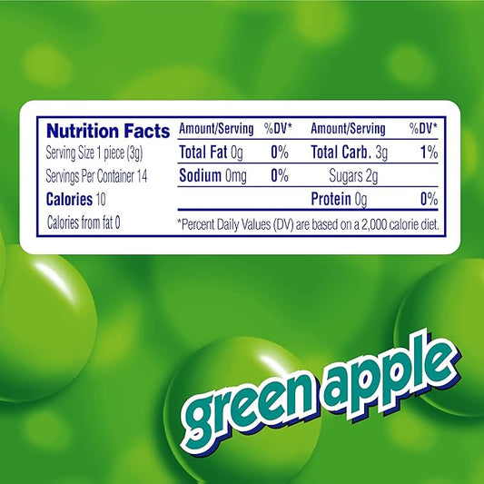 Mentos Chewy Mint Candy Roll, Green Apple Mint Candies, 14 Pieces Per Roll, 15 Count Party Pack