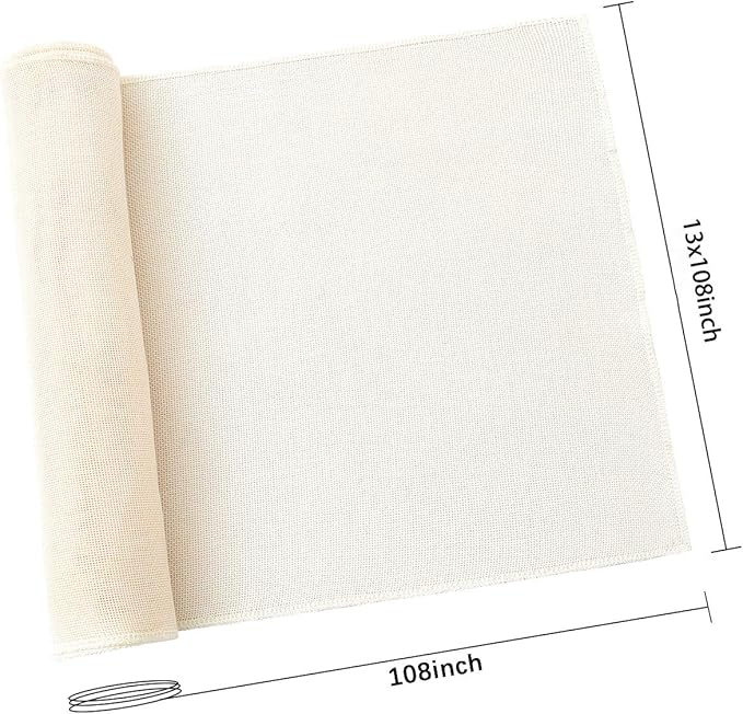 B-COOL White Table Runners 2Packs 13x108inch Burlap Linen Style Rustic Farmhouse Table Runner Wedding Farmhouse Boho Dining Party Home Decoration