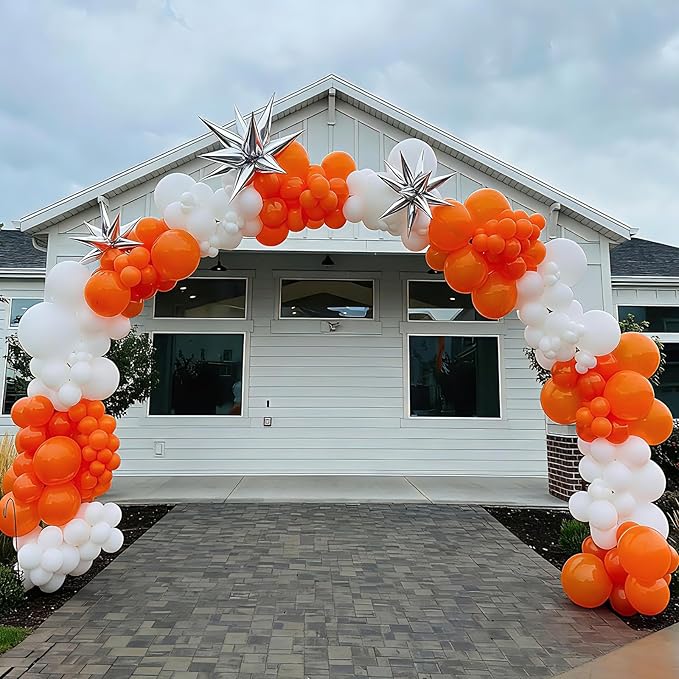YMSZ Orange Balloons Arch Kit, 134pcs Orange and White Balloons for Birthday, Graduation, Baby Shower Party Decorations