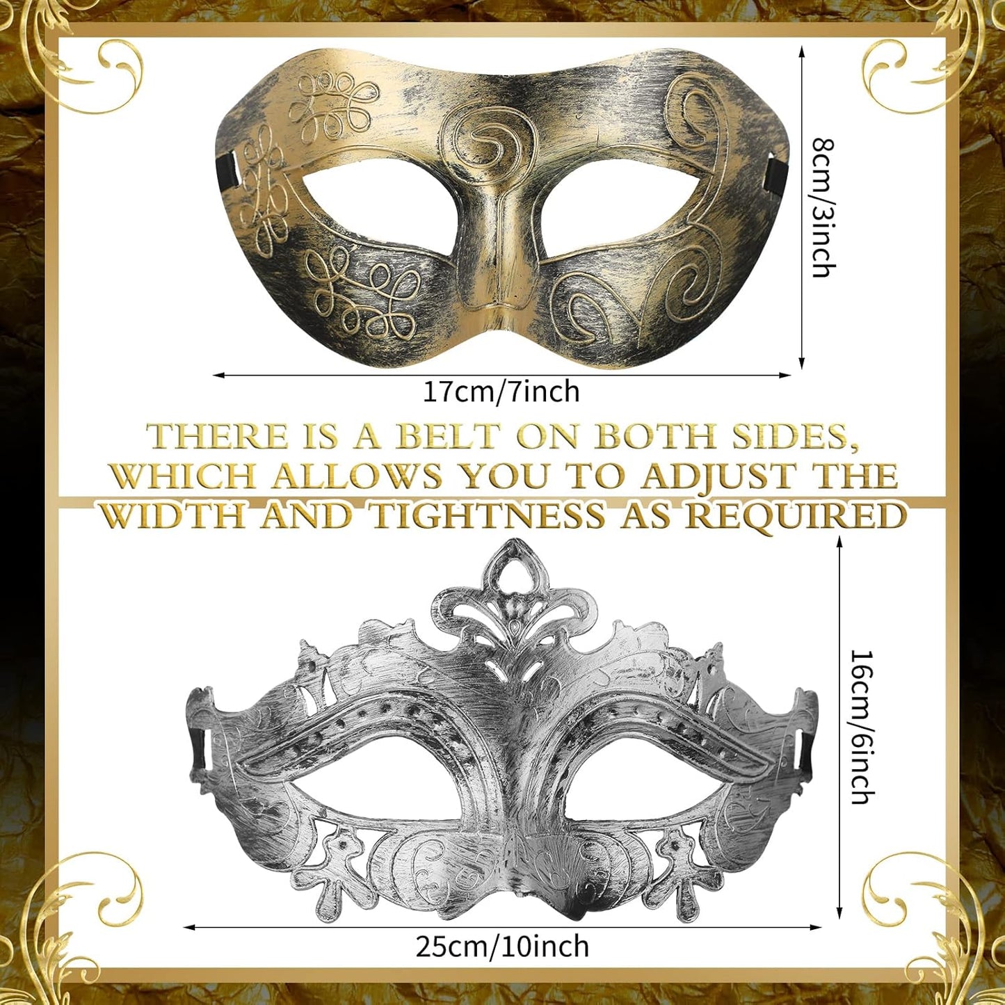 Lenwen Masquerade Mask Bulk Vintage Antique Mask for Women Men Adult Masquerade Eyemask for Party Cosplay