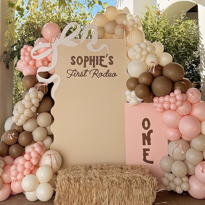 Cowgirl Balloon Dusty Blush Pink Brown Tan Coffee Beige Sand White Ivory Nude Retro Party Balloons Cow Print Balloon for Boho Rodeo Baby Shower Birthday Farm Theme Western Cowgirl Party Decor