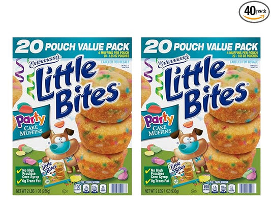 (Club Pack) Little Bites Party Cake Muffins, 40 individual packs, (1.65 oz each), Mini Muffins, 66 oz Box