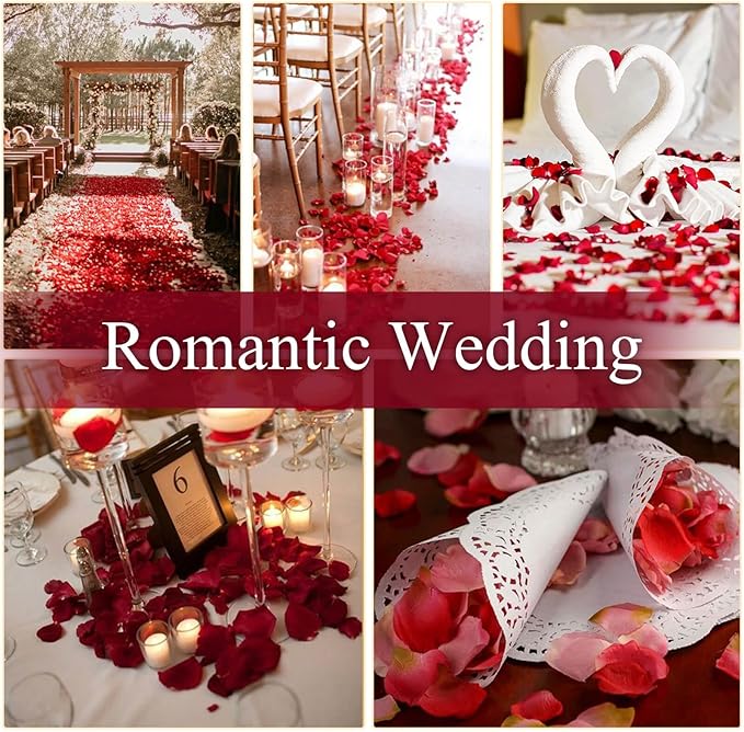 200Pcs Dried Real Red Rose Petals, Preserved Flower Petals 1.75oz for Gifts Wedding Party Decor, Dinner Table Centerpieces, Bridal Shower, Confetti