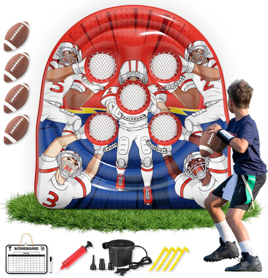 Football Target Toss Game - Inflatable Football Throwing Target Toy - Carnival Party Games Outdoor Yard Game for Kids and Adults