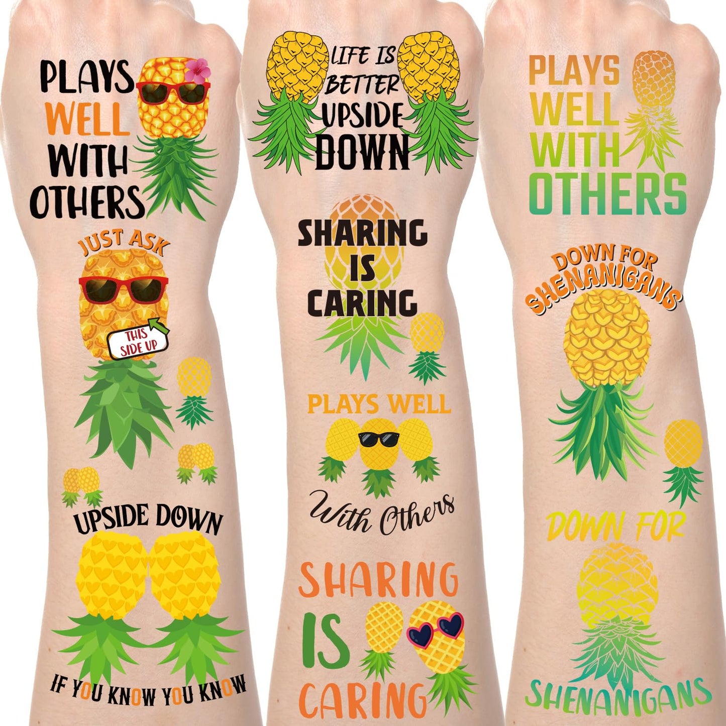 Adults Pineapple Temporary Tattoos - Lovarywow 200+ Cool Pineapple Temporary Tattoos Stickers for Men Women Fruit Themed Party Decorations Supplies Favors Funny Pineapple Fake Tattoo Prizes