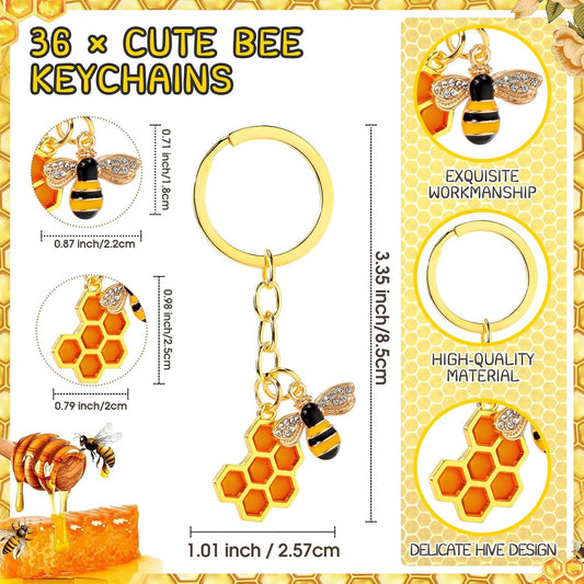 Landical Bee Employee Appreciation Gift Inspirational Bee Keychains Thank You Cards Organza Bag Cute Gifts for Coworker