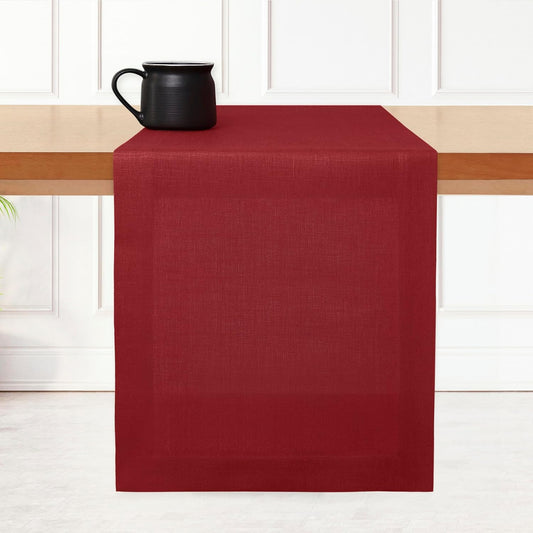 D'Moksha Homes Linen Red Table Runner 108 Inches Long - 100% Pure Linen Dining Table Runner 14 x 108 Inch for Fall, Autumn and Halloween - Machine Washable
