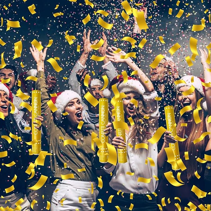 Confetti Cannon 6 Pack Gold Party Poppers 12 Inch Streamer Cannon Confetti Golden Poppers Confetti Shooters Bulk for Wedding,Birthday,Graduation,Christmas,New Year Celebration