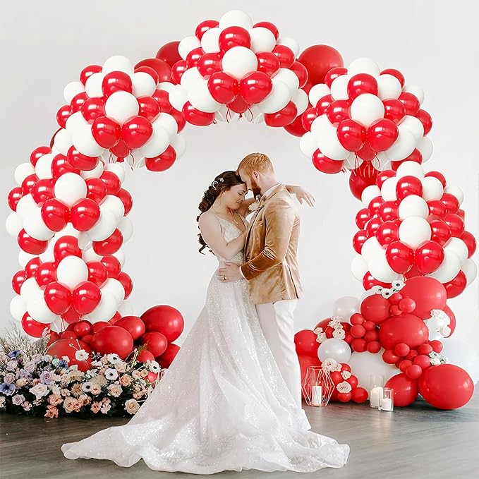 Red and White Balloons Arch Kit,130pcs Red Latex Balloon Garland,Different Sizes White Balloon for Wedding,Mother's Day,Valentine's Day,Birthday,Christmas Party Decorations