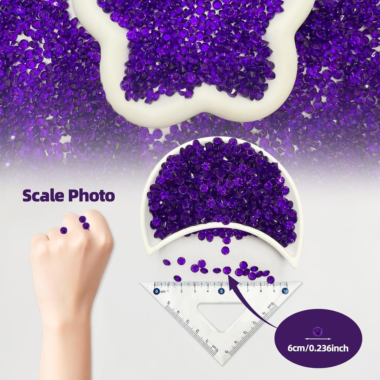 5000 pcs/Pack Wedding Table Scatter Confetti Crystals Acrylic Diamonds 6 mm Rhinestones for Wedding, Bridal Shower, Vase Beads Decorations (6mm, Dark Purple)