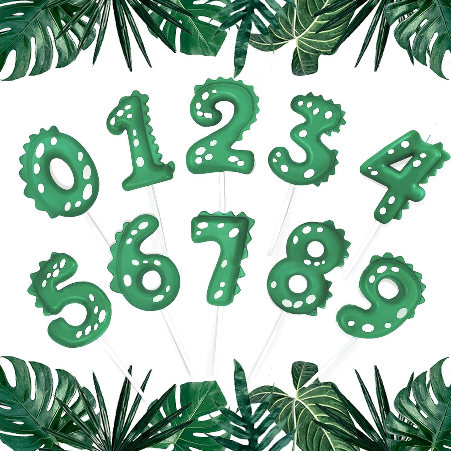Number Birthday Candles(0 Candle Green) Dinosaur Shape Number Happy Birthday Cake Candles for Dinosaur Birthday Party Decoration Reunions Theme Party