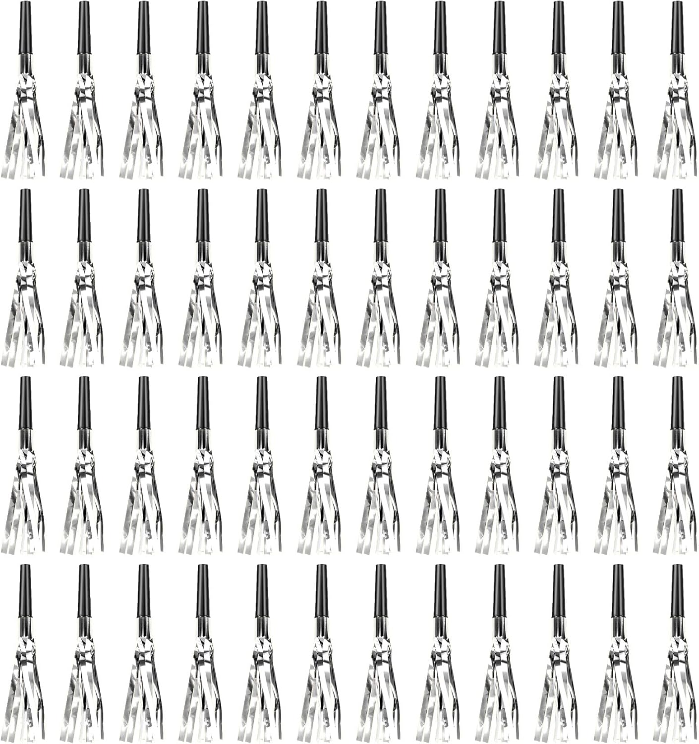 Silver New Years Noise Makers 48 PCS NYE Party Blowers Blowouts New Years Eve Games Favors Supplies Birthday Pep Rally for Adult Prank Graduation Sporting Events Horns Noisemakers Accessories
