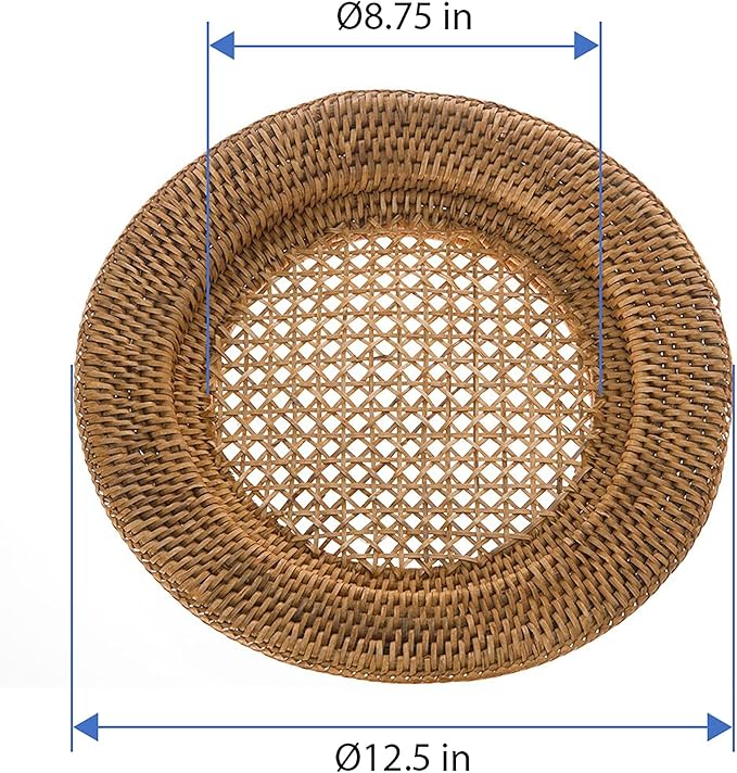KOUBOO Round Rattan Charger Plate, Honey Brown (Pack of2)