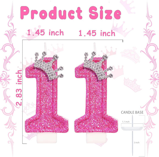 Birthday Candle for Cake, Crown Rose Number Candles, 2.76 inch Number Happy Birthday Candle, Cake Topper Decoration for Birthday Party (Number 11)