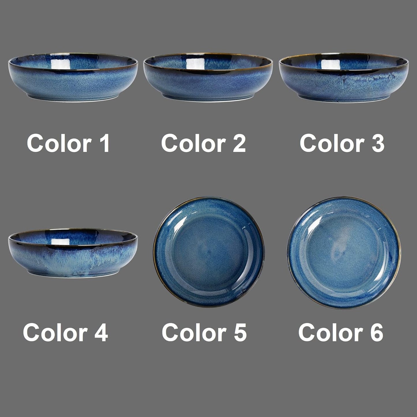 30oz Ceramic bowls set of 4-8" serving bowls for Kitchen,Pasta,Salad-Dishwasher & Microwave Safe Perfect for Housewarming, Thanksgiving, Christmas-Royal Blue