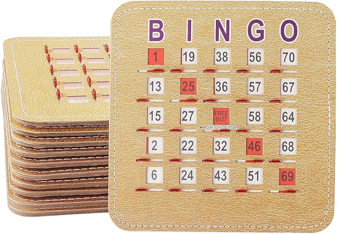 GSE Games & Sports Expert Shutter Bingo Cards, Finger-Tip Shutter Slide Bingo Cards, Easy-Read Large Print Bingo Cardboard with Sliding Windows