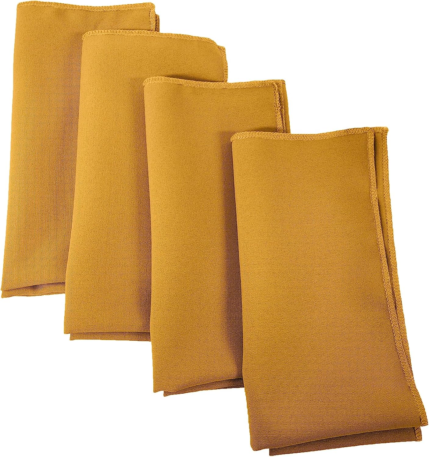 LA Linen 4-Pack Poly Blend Napkins - Soft, Washable, Stain & Wrinkle Resistant - Dinner & Wedding Napkins - Gold, 18x18