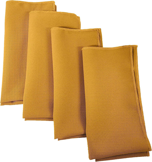 LA Linen 4-Pack Poly Blend Napkins - Soft, Washable, Stain & Wrinkle Resistant - Dinner & Wedding Napkins - Gold, 18x18