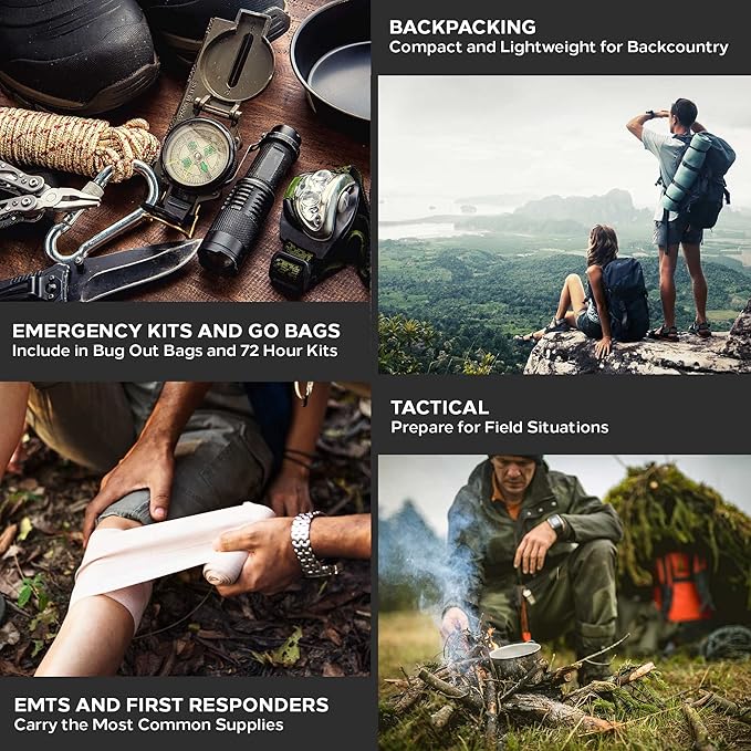 EPG Hiking First Aid Kit (IFAK) | 44 Piece | Compact Personal First Aid Kit | Backpacking, Camping, Emergency, Travel, Tactical, Go Bag, Bug Out Bag, 72 Hour Kit, Essentials, EDC, Survival IFAK - Red