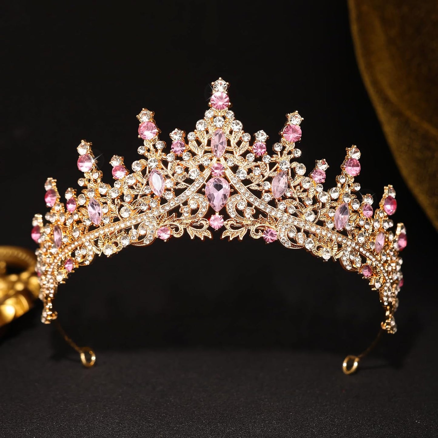 Pink Tiara for Women Crystal Queen Crowns Rhinestone Princess Tiaras for Girl Wedding Headband for Bride Hair Accessories for Halloween Costume Birthday Party Prom Mother's Gifts