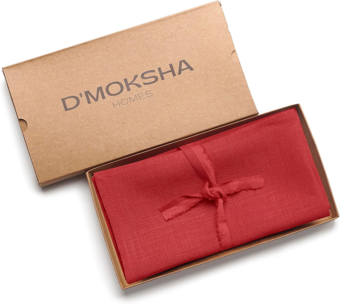 D'Moksha Homes Bright Red Linen Napkins 18 x 18 Inch - 100% Pure Linen Cloth Washable Dinner Napkins Set of 4 for Fall, Thanksgiving, Christmas, Holiday