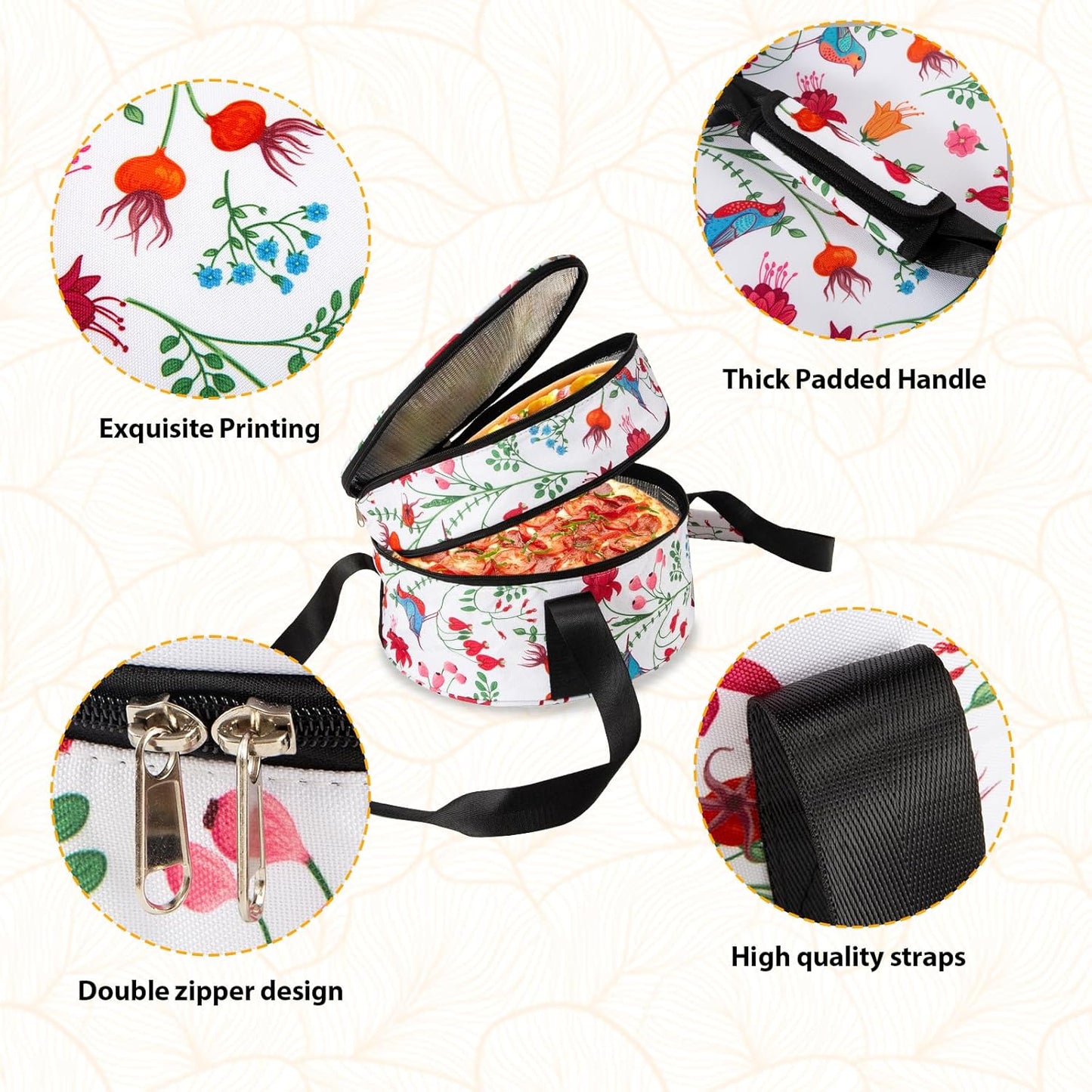 Insulated Double Decker Casserole Carrier for Hot or Cold Food, Pie and Dish Carrying Case, Lunch Bag for Party/Picnic, Pioneer Woman Dishes