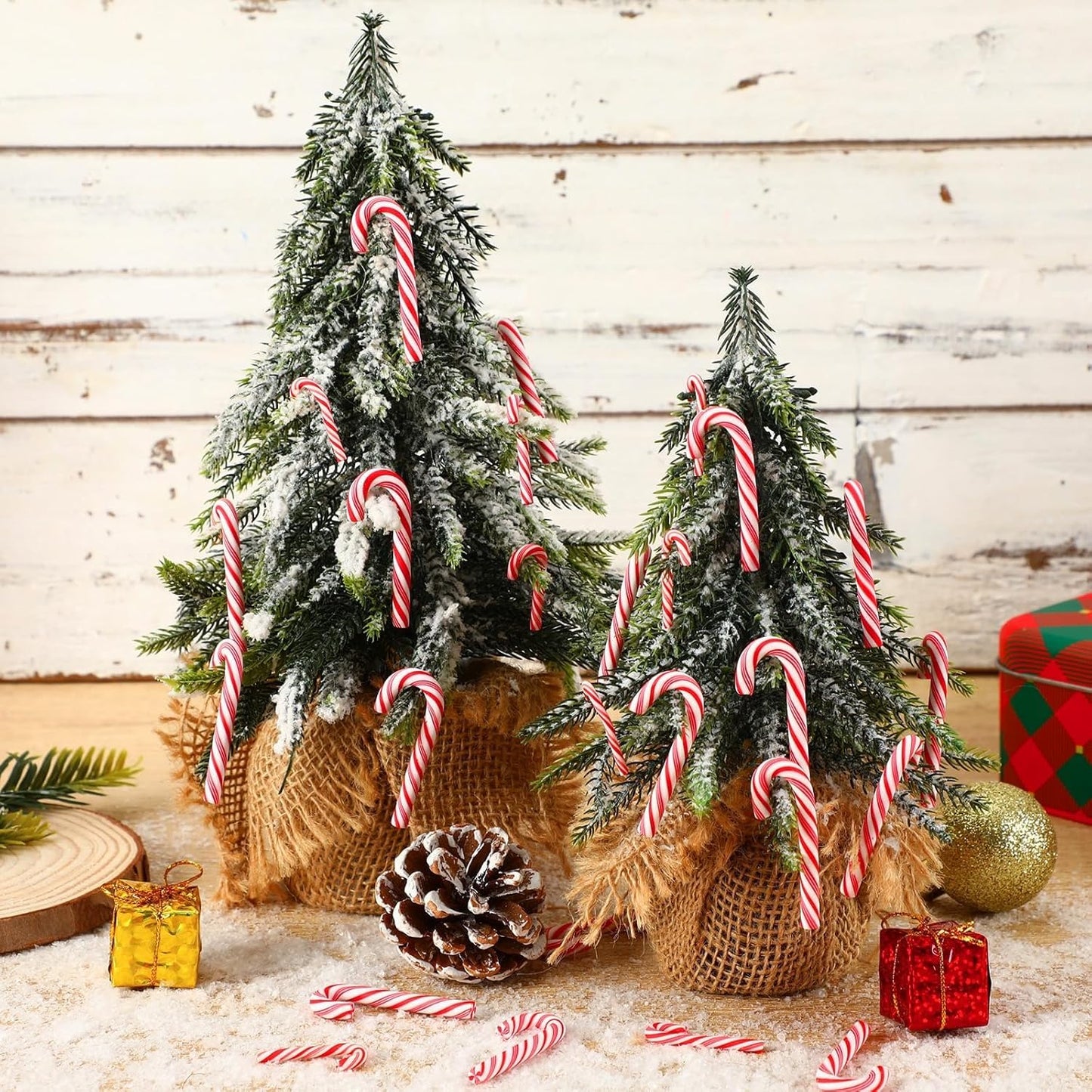 80pcs Mini Christmas Candy Canes,Small Fake Clay Candy Canes for Crafts Peppermint Ornaments Table Scatters Red and White Candy Vase Filler for Decorations Party Favors Supplies (1.9×0.7Inch)