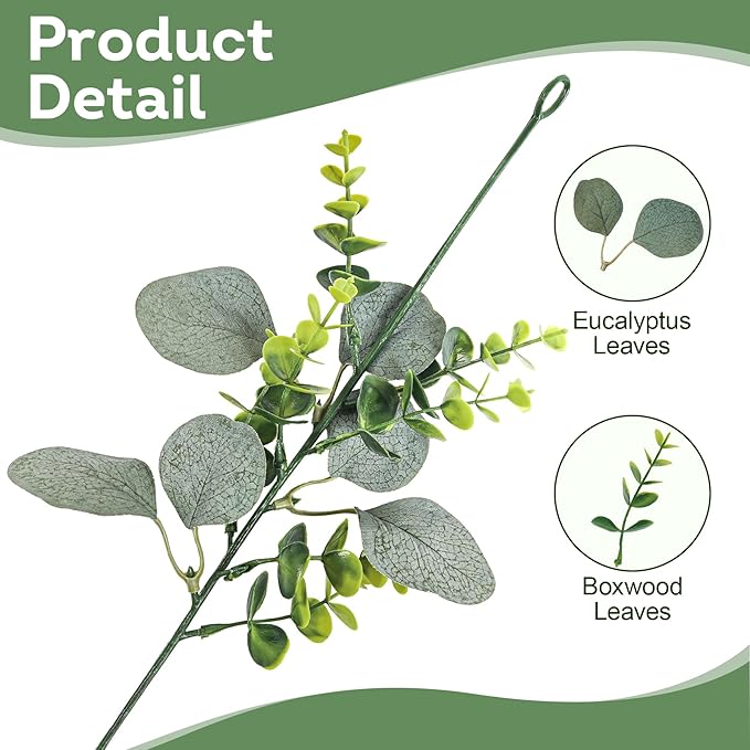 BonBloom's 4 Pack Artificial Eucalyptus Garland, 5.9ft Faux Silver Dollar Eucalyptus Greenery Garland Vines Fake Spring Garlands for Centerpieces Table Wedding Backdrop Arch Wall Party Mantle Decor