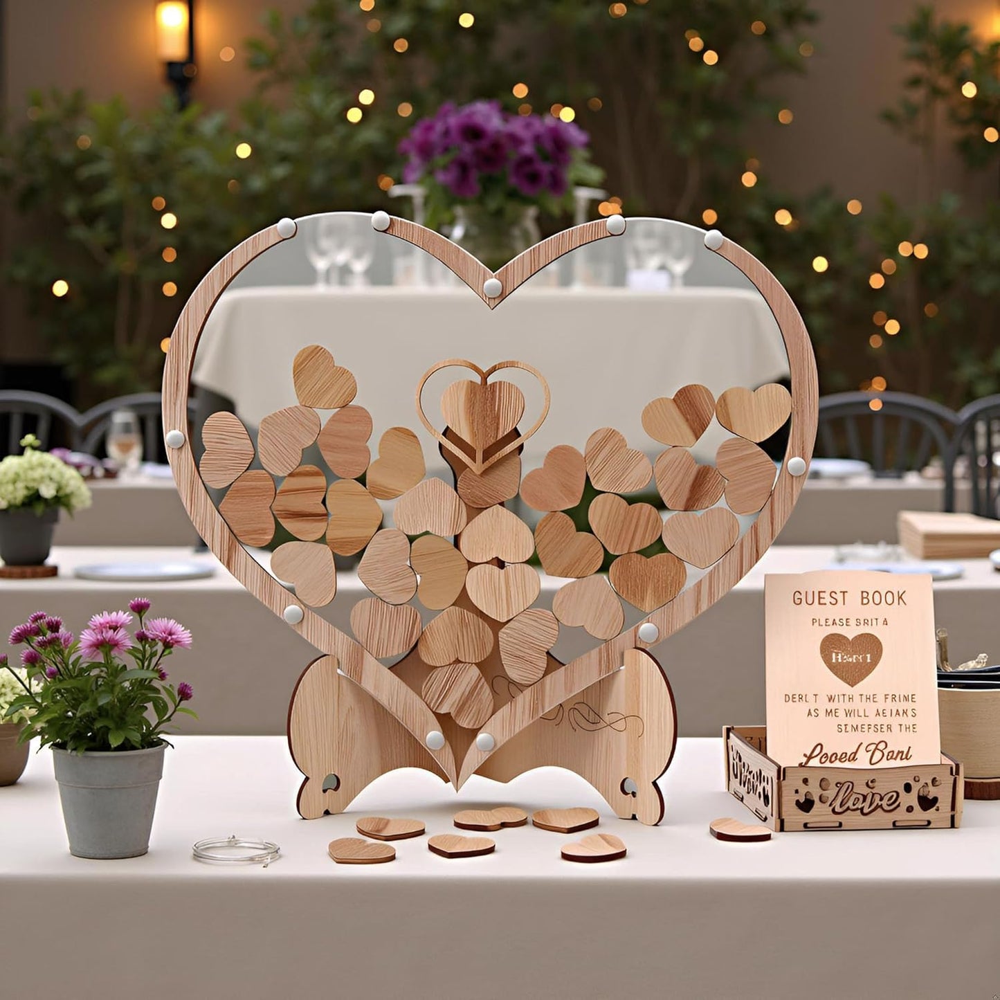 Wedding Guest Book Alternative - Wood Heart Drop Guest Book Sign for Wedding Decorations, Rusitc Wedding Reception for Engagement Birthday Graduation Party Memorial Days