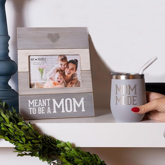 Pavilion - Mom Mode - 12 oz Stainless Steel Insulated Wine Tumbler With Straw & Lid Mommy Mama Mother