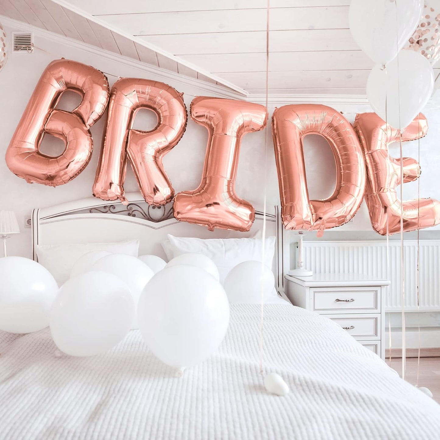HOUSE OF PARTY Bride Balloon - 40'' Foil Balloons for Wedding Bridal Shower Engagement Party Decor - Bachelorette Party Supplies for Bride-to-Be! Rose Gold