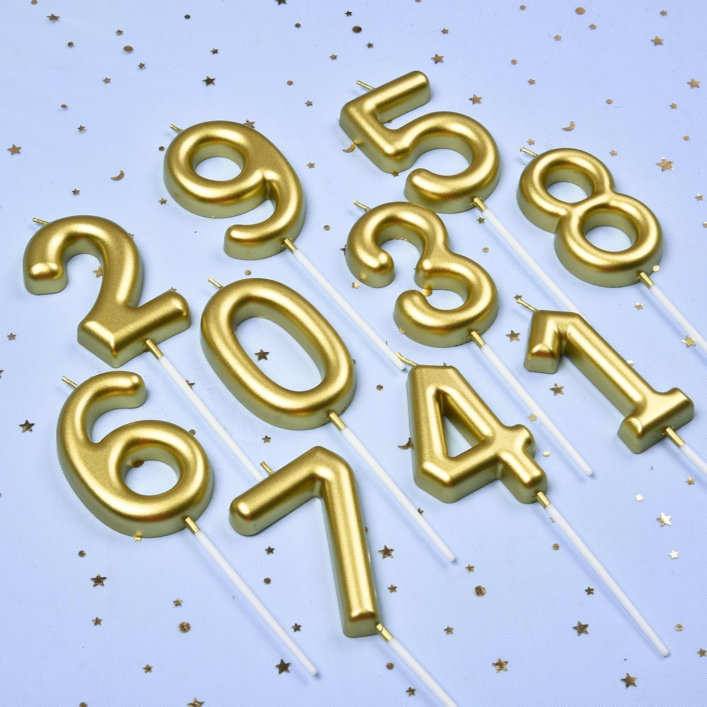 PHD CAKE 2.76 Inch Classical Gold 9 Number Birthday Candles, Cake Candles for Party Celebration