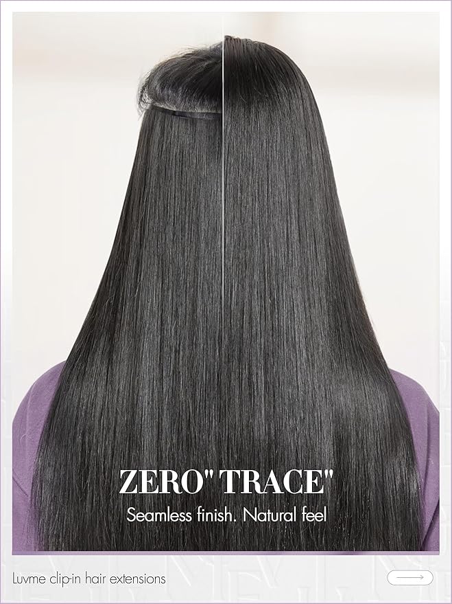 LUVME Straight Seamless 70g 4Pcs Clip in Hair Extensions Full Max with 14inch Remy Human Hair Clip ins Extensions, Natural Black 100% Real Soft Hair