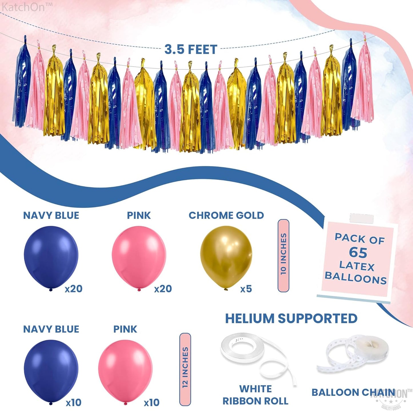 KatchOn, Boy or Girl Gender Reveal Decorations set - Pack of 68 | Boy or Girl Gender Reveal Banner, Baby Shower Decorations | Blue and Pink gender reveal Balloon Arch Kit, Boy or Girl Sign Banner