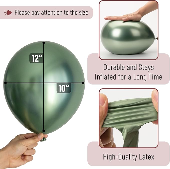 Mr. Pen- Metallic Balloons, 12 Inch, 54 Pack, Metallic Green Balloons