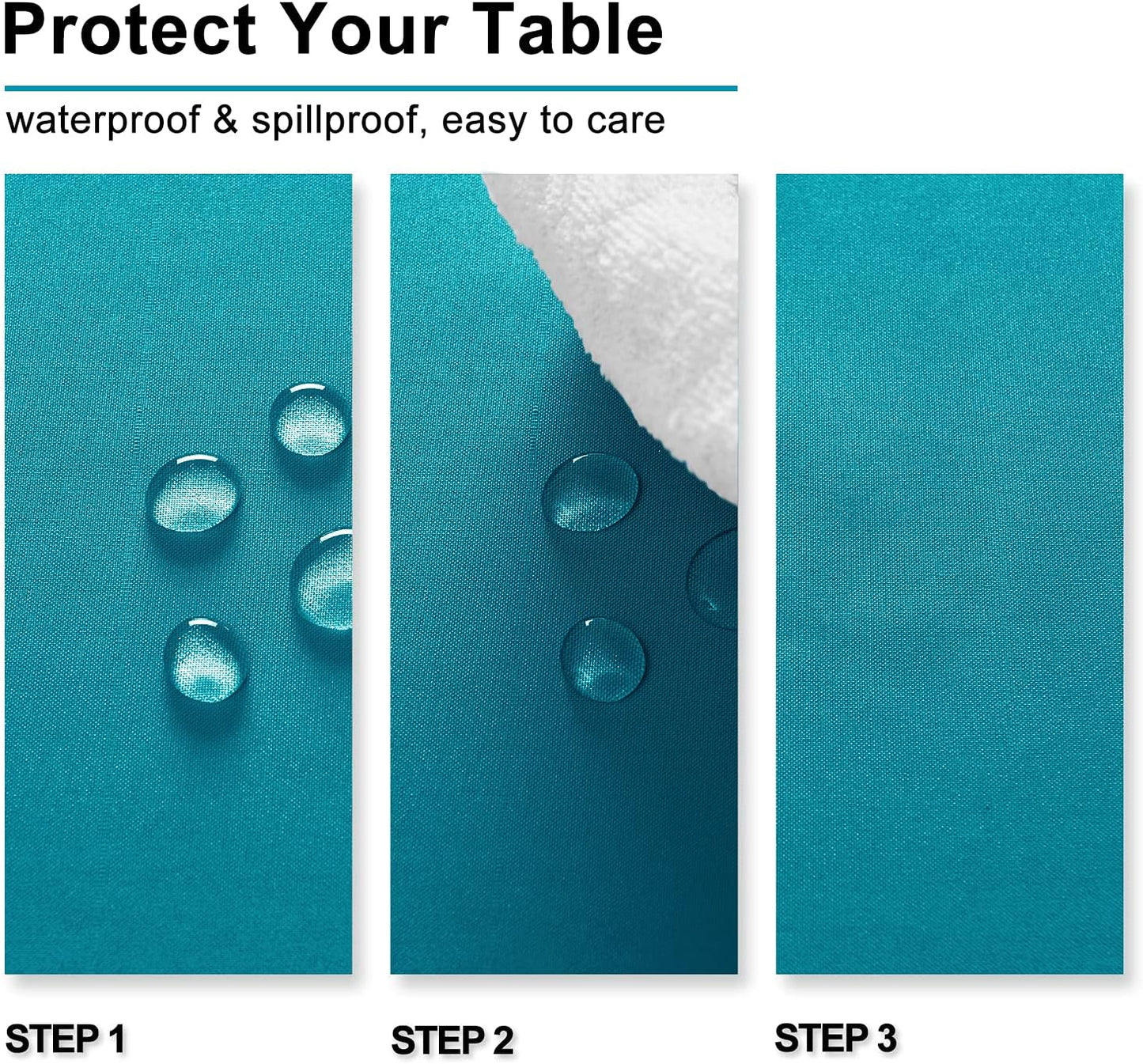 Hiasan Rectangle Tablecloth - Water Resistant and Spillproof Kitchen Washable Polyester Fabric Table Cloth for 6 Foot Tables, 54 x 120 Inch, Turquoise