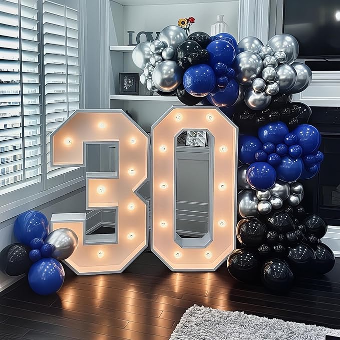 Black Blue Silver Balloons 12 Inch Graduation Balloon Navy Royal Blue Metallic Silver Black Party Balloons Confetti Balloon for Kids Grad Class of 2025 Decor Birthday Space Wedding