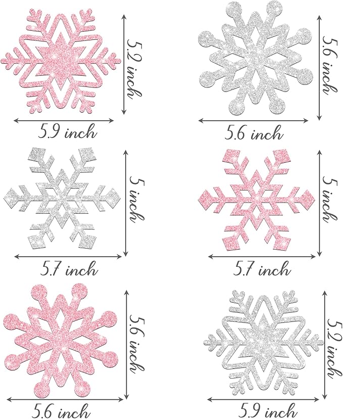 Frozen Party Snowflake Centerpiece Sticks Glitter Winter Wonderland Decorations 12PCS Snowflake Table Topper Centerpieces for Thanksgiving Christmas Birthday Party Supplies