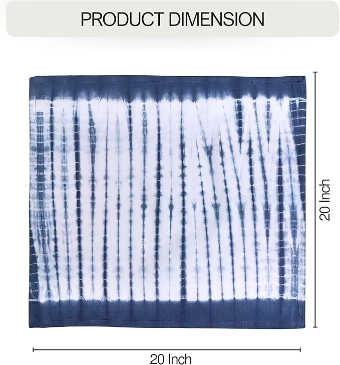 FINGERCRAFT Cloth Napkins Set of 6 Cotton Blend Tie Dye 20x20 Inch Large Size Dinner Napkins Cloth Perfect for Parties Dinners Weddings Cocktail Christmas Easter Royal Blue Stripe