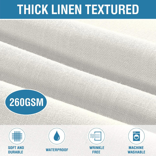 H.VERSAILTEX Linen Textured Table Cloths Round 60 Inch Premium Solid Tablecloth Spill-Proof Waterproof Table Cover for Dining Buffet Feature Extra Soft and Thick Fabric Wrinkle Free, Ivory