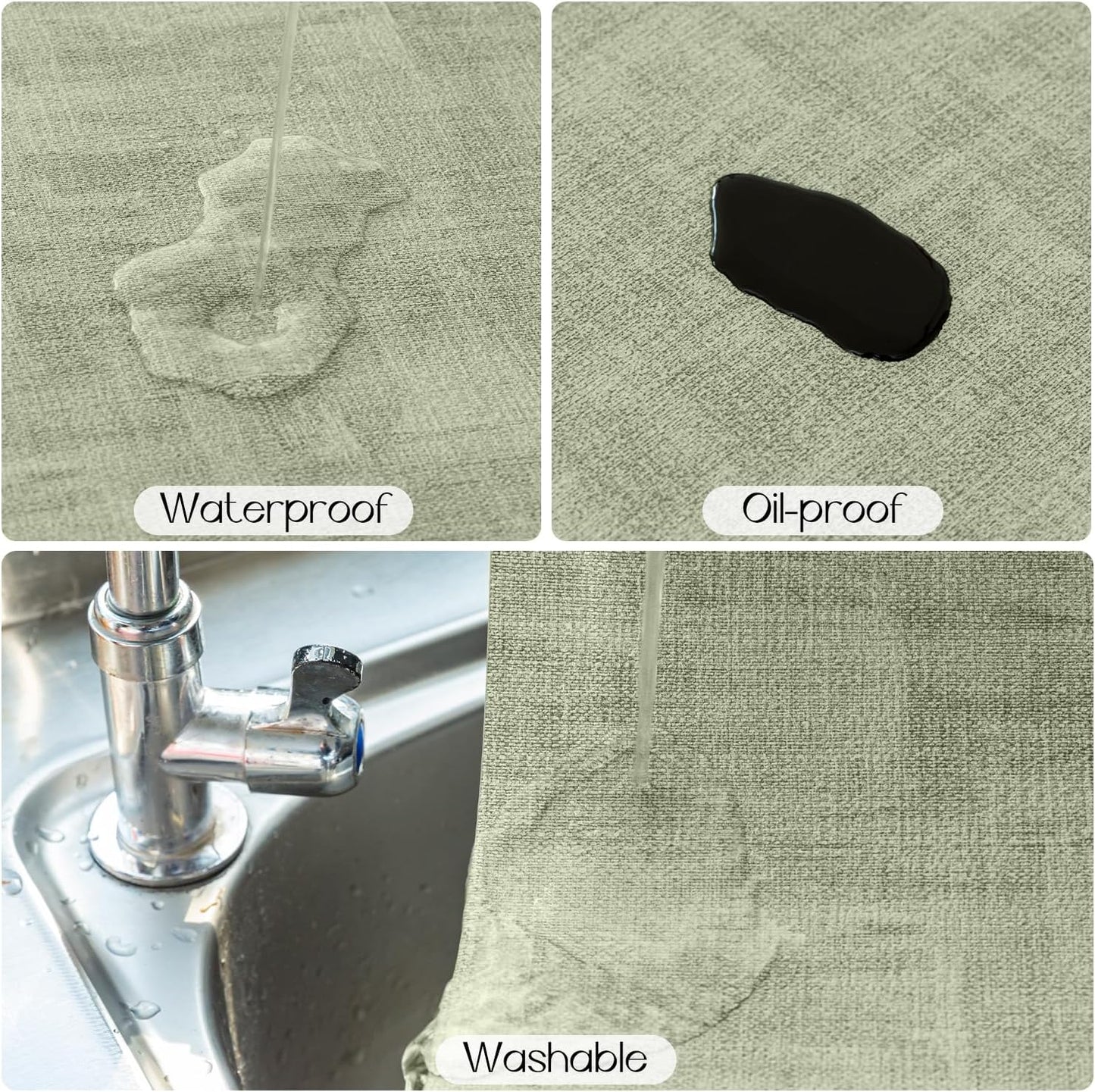 Romanstile Reversible Vinyl Placemats Set of 6, Faux Leather 100% Waterproof Oil-Proof Wipeable Place Mats, Heat Resistant Dual Sided Table Mats for Kitchen/Dining/Party (Grey Green, 12 x 17 Inch)