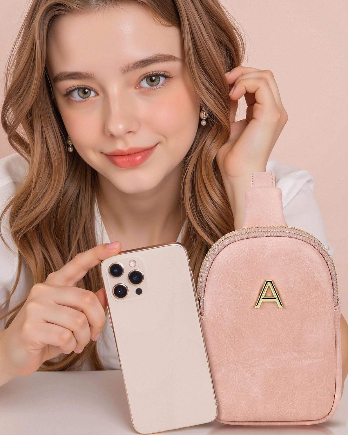 Flower Girl Gifts, Cute Initial Fanny Pack Sling Bag for 4 5 6 7 8 Year Old Girls, Gifts for Preteen Teens, Handsfree Lightweight Travel Phone Purses, Personalized Gifts for Multi Occasion