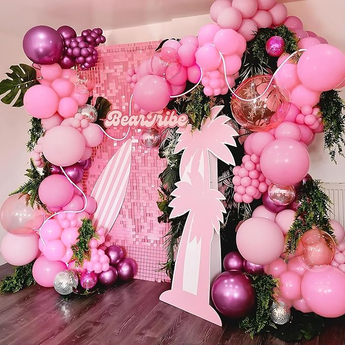 Kelfara Pink Balloons Metallic Hot Pink Balloons 60PCS 12inch Light Pink Dark Magenta Pink Latex Balloons for Grils Birthday Princess Baby Shower Wedding Party Supplies Decoration