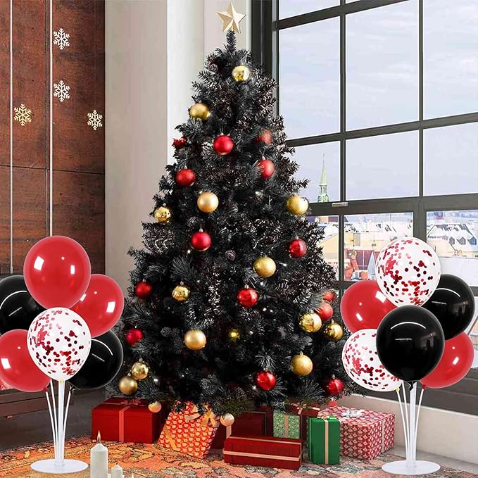 TONIFUL 4 Set Red and Black Balloon Centerpieces for Table,Balloon Stand Kit for Black Pink Party Decor 2026 Graduation Wedding Chinese New Year Eve Birthday Party Decorations,Retirement
