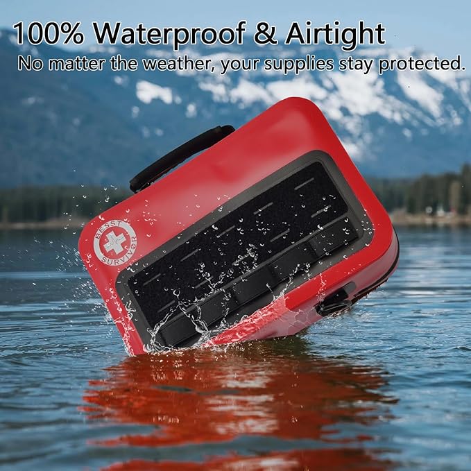 Waterproof First Aid Kits -348 Piece Comprehensive Trauma Kit, Emergency Medical Kit for Marine, Outdoor, Camping, Hurricanes, Boating and Car -With Labeled Compartments for Easy Access