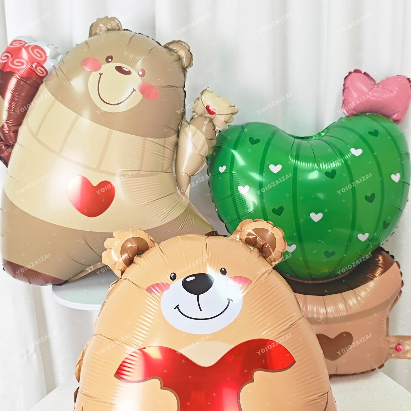 2PCS Cactus balloon Cute Love Cactus Plant Mylar Foil Balloon Large Tropical Balloon For Boys Girls Cactus Plant Birthday Theme Valentine'S Day Wedding Anniversary Party Decorations Suppiles
