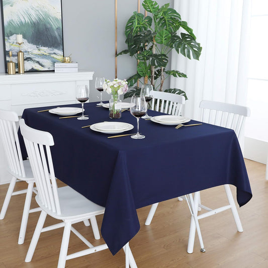 Navy Blue Rectangle Tablecloth 60 x 120 Heavy Duty Wrinkle Free Polyester Table Cloths Waterproof, Washable, Spillproof and Oilproof Table Cover for Party, Banquet, Indoor & Outdoor-Oblong/Rectangular