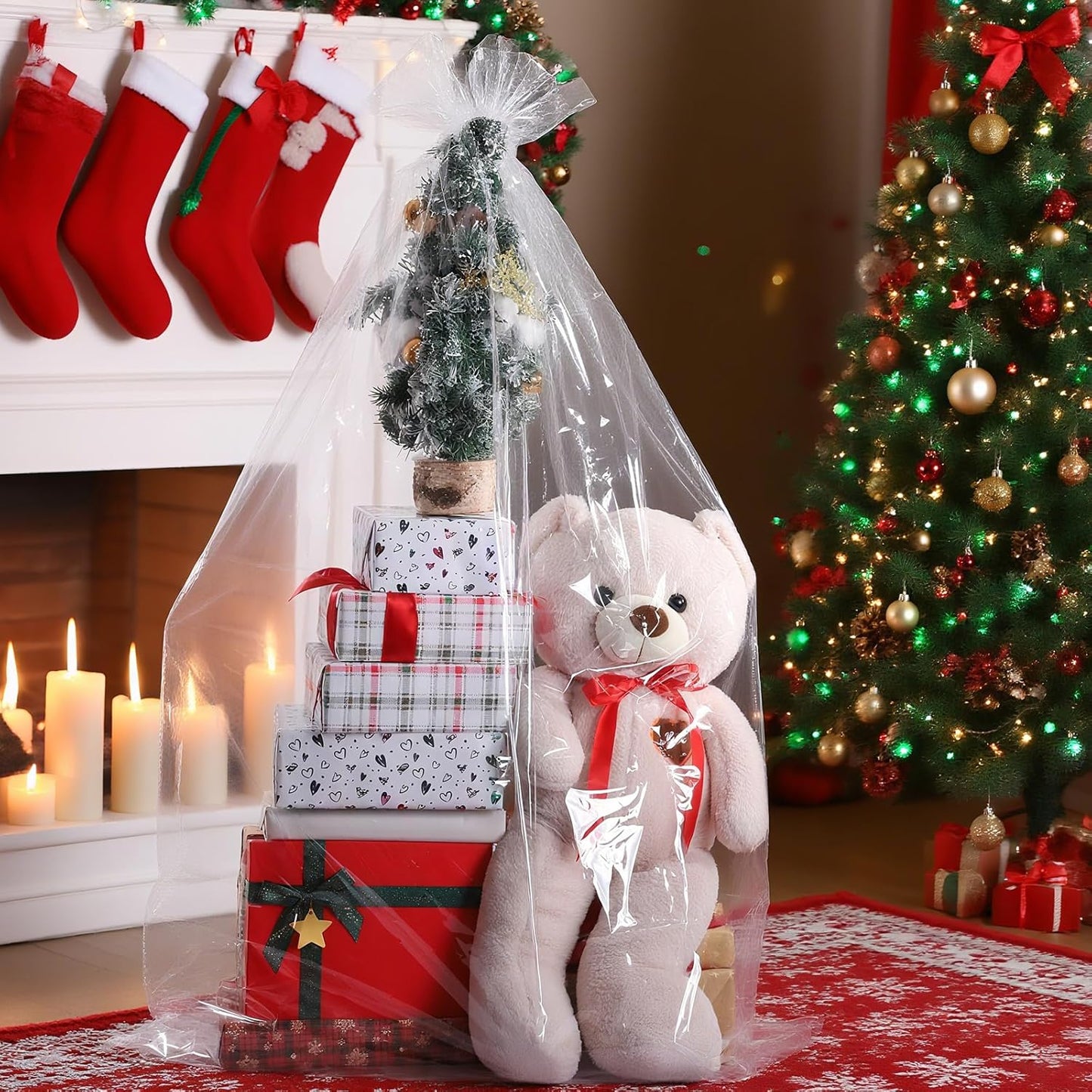 6PCS Extra Large Cellophane Gift Bags 40x60 Inch Jumbo Huge Storage Bags Clear Cellophane Wrap for Big Plush Toys Halloween Christmas Trees Suitcas Mini Bikes Car Seats 2.5 Mil Thick