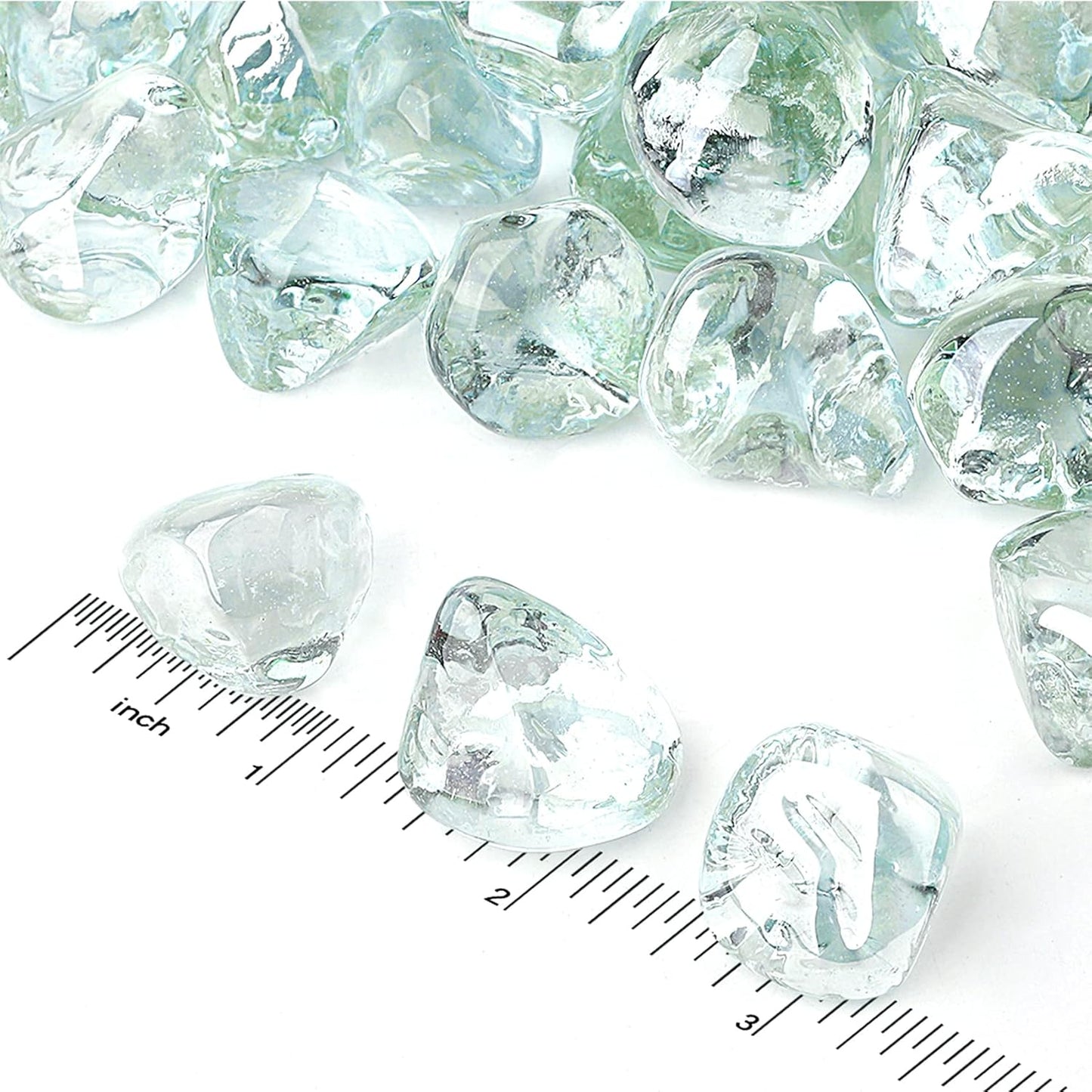 Mr. Fireglass 10 Pounds Blended Fire Glass Diamonds for Fireplace Fire Pit & Lanscaping - 1 inch Crystal Ice Fire Rocks